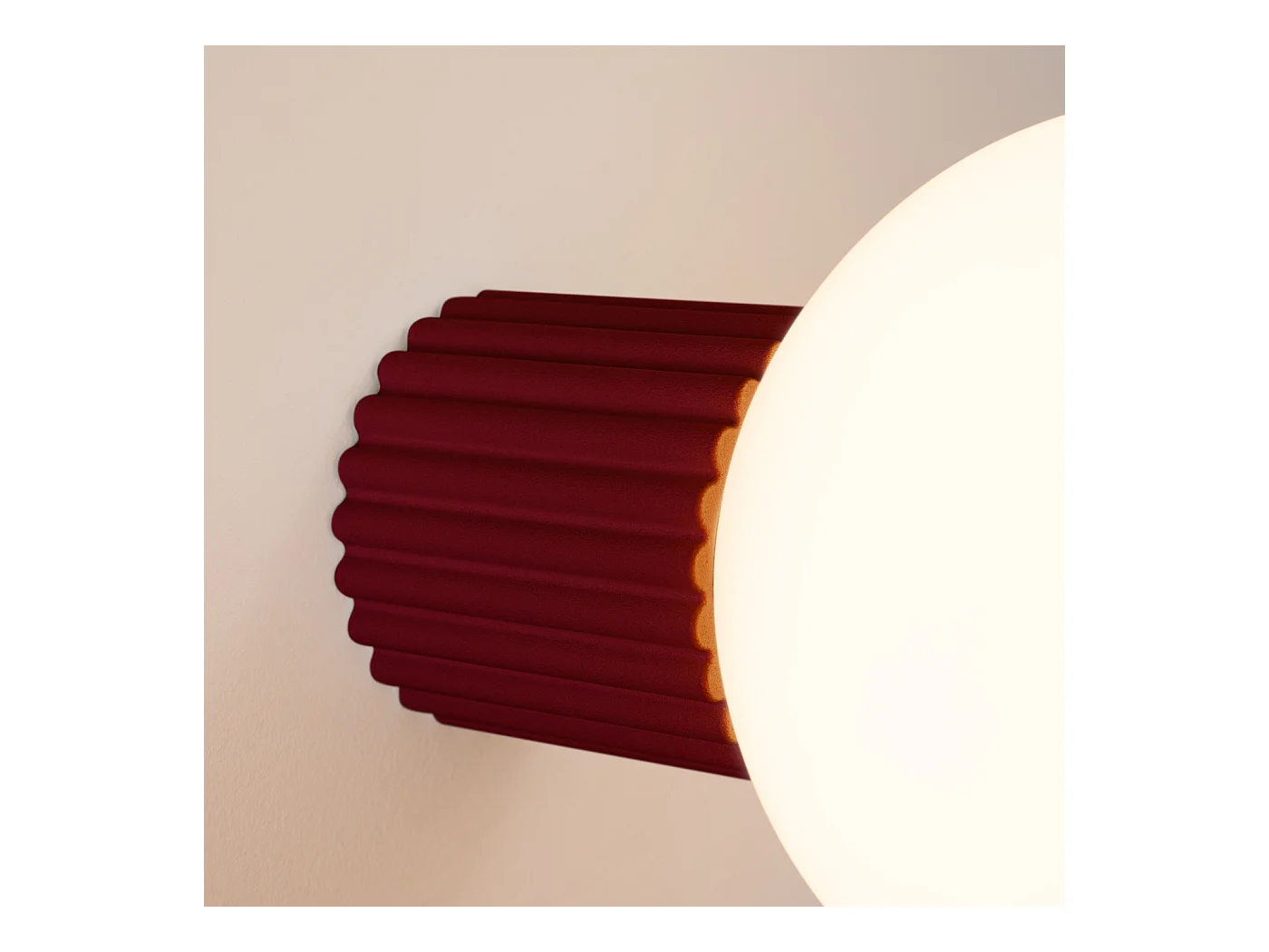 Applique Halo Moderne En Aluminium/Verre - 1 Sources Lumineuses - L.12 X H.12 Cm - Bourgogne