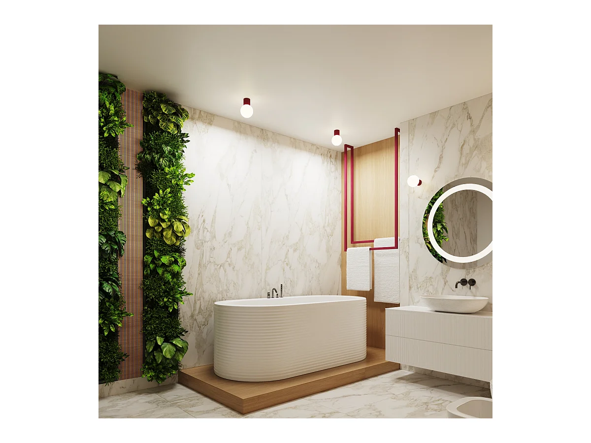 Applique Halo Moderne En Aluminium/Verre - 1 Sources Lumineuses - L.12 X H.12 Cm - Bourgogne