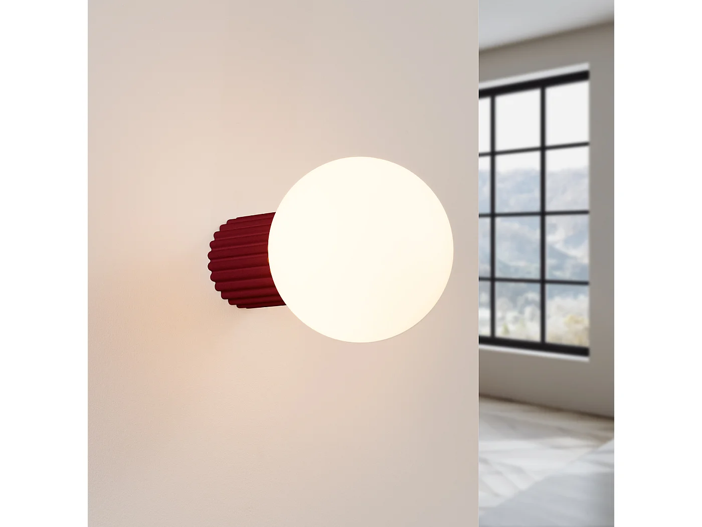 Applique Halo Moderne En Aluminium/Verre - 1 Sources Lumineuses - L.12 X H.12 Cm - Bourgogne