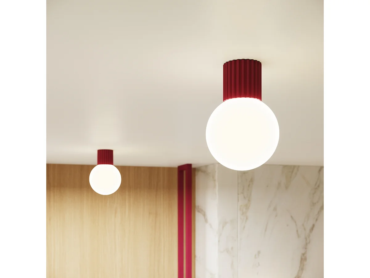 Applique Halo Moderne En Aluminium/Verre - 1 Sources Lumineuses - L.12 X H.12 Cm - Bourgogne