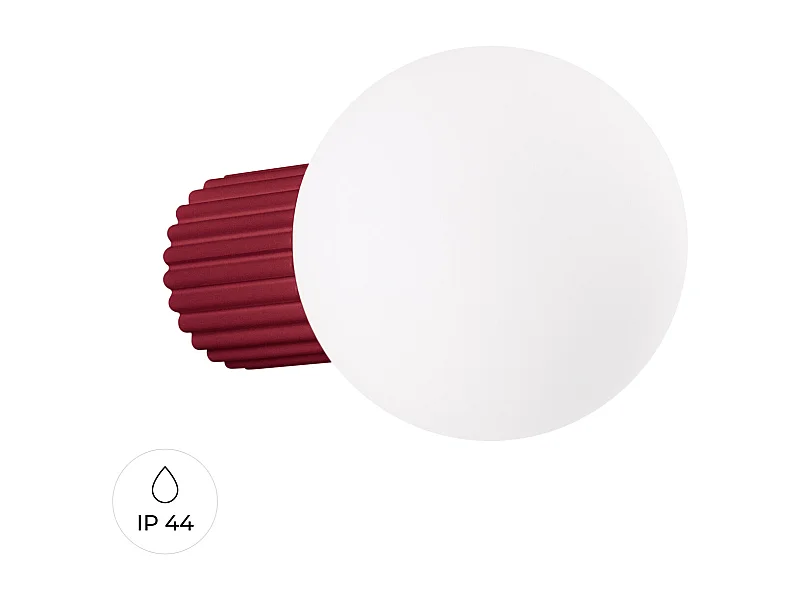 Candeeiro De Parede Halo Moderno, Alumínio/Vidro - 1 Lichtbronnen - L.12 X H.12 Cm - Borgonha