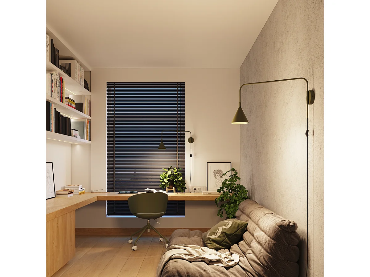 Applique Nox Moderne En Acier - 1 Sources Lumineuses - L.14 X H.30 Cm - Vert Olive