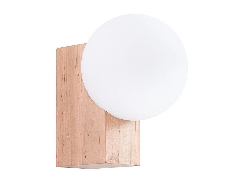 Wandleuchte Bulbo Modern Aus  Holz/Glas - 1 Lichtquellen - L.12 X H. Cm - Naturholz/Weiß