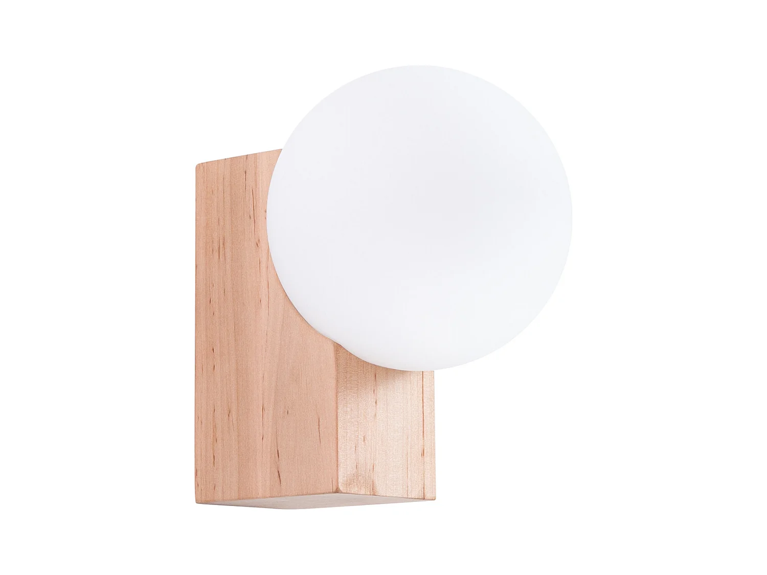 Applique Bulbo Moderne En Bois/Verre - 1 Sources Lumineuses - L.12 X H.17 Cm - Bois Naturel/Blanc