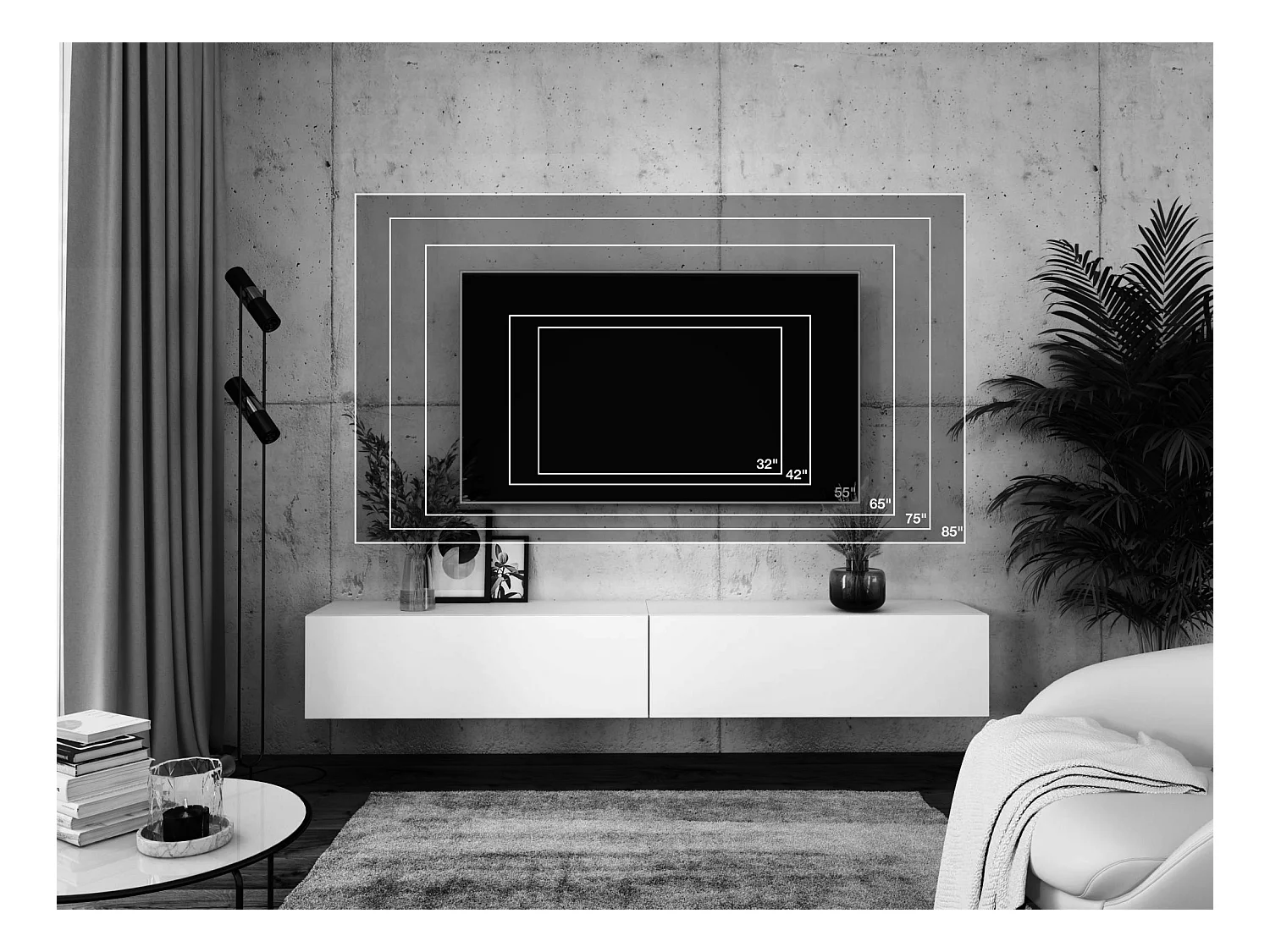 Hängendes TV-Gerät, (2 x 100) x 34 x 32 cm, Anthrazit