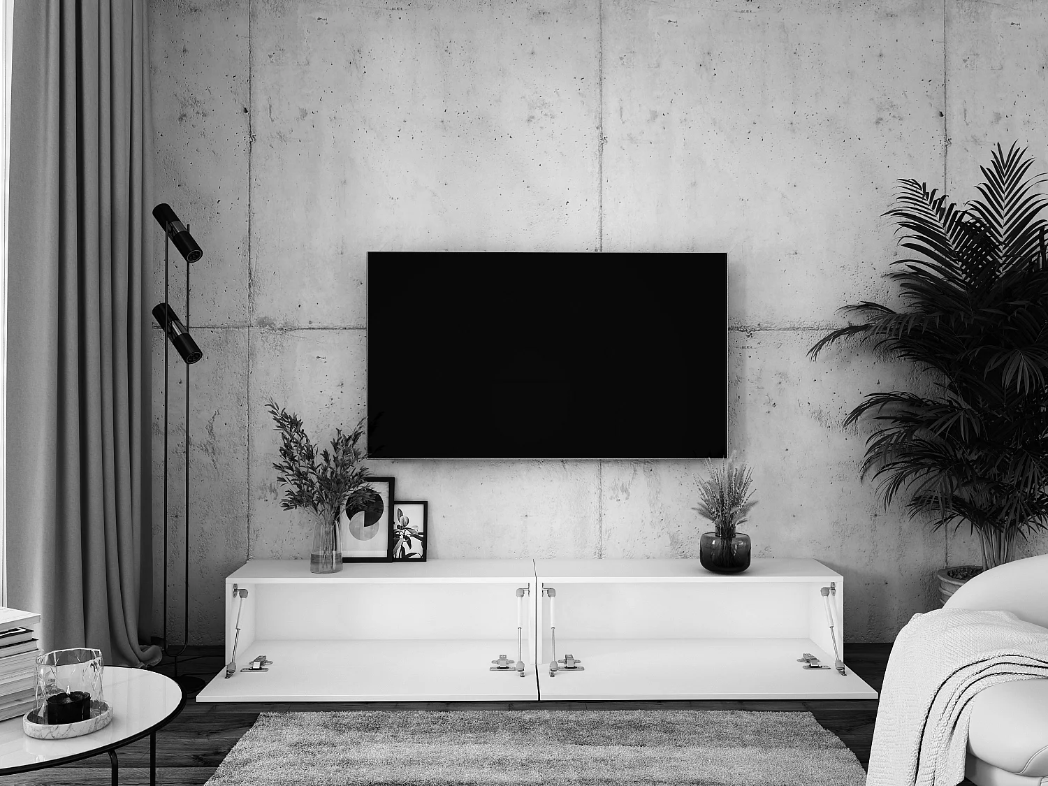 Hängendes TV-Gerät, (2 x 100) x 34 x 32 cm, Anthrazit