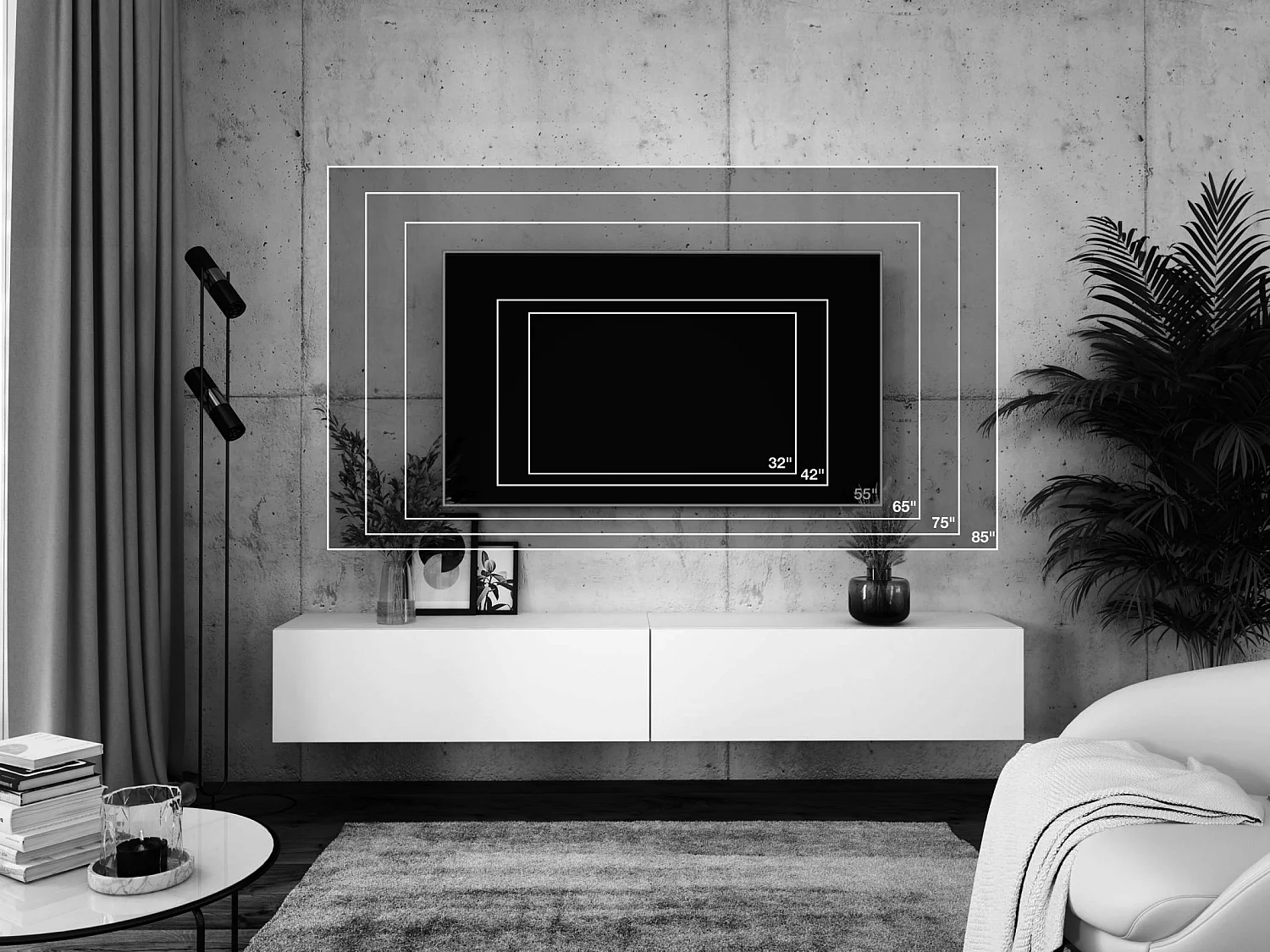 Meuble TV Suspendu, (2 x 100) x 34 x 32 cm, Anthracite