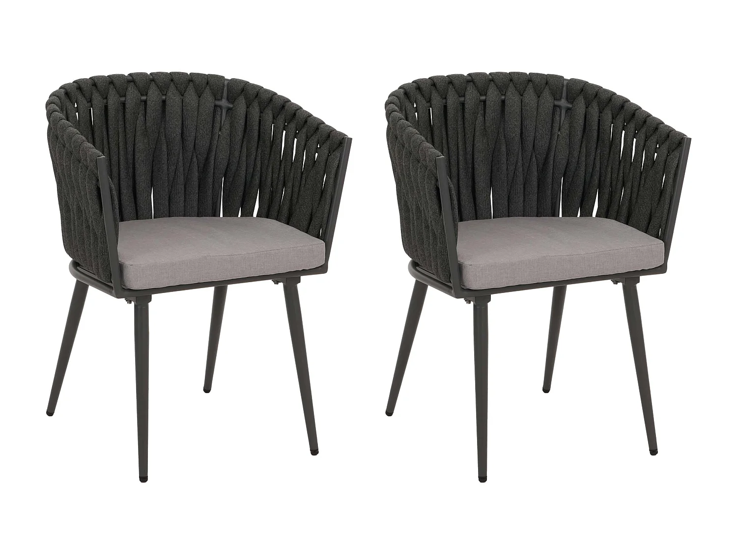 Gartenstuhl MCW-N38 (2er-Set), Anthrazit Kissen hellgrau