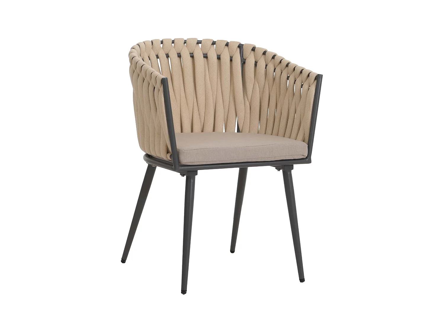 Chaise de jardin MCW-N38 (lot de 2),  crème Coussin marron clair