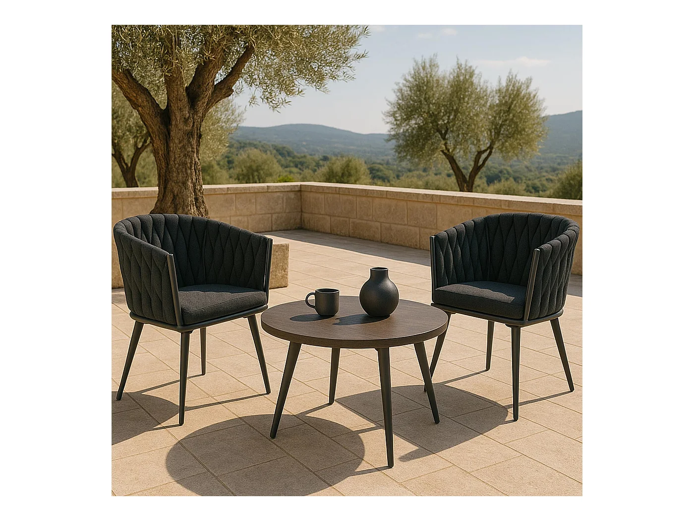 Chaise de jardin MCW-N38 (lot de 2),  anthracite Coussin gris foncé