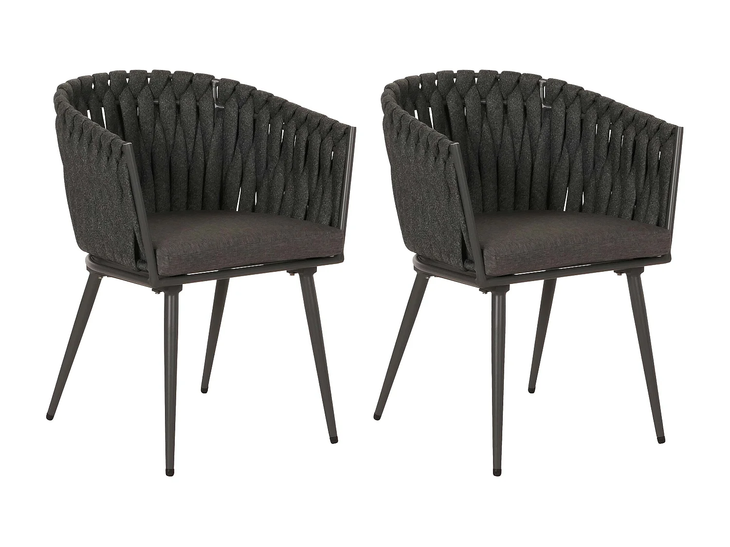 Chaise de jardin MCW-N38 (lot de 2),  anthracite Coussin gris foncé