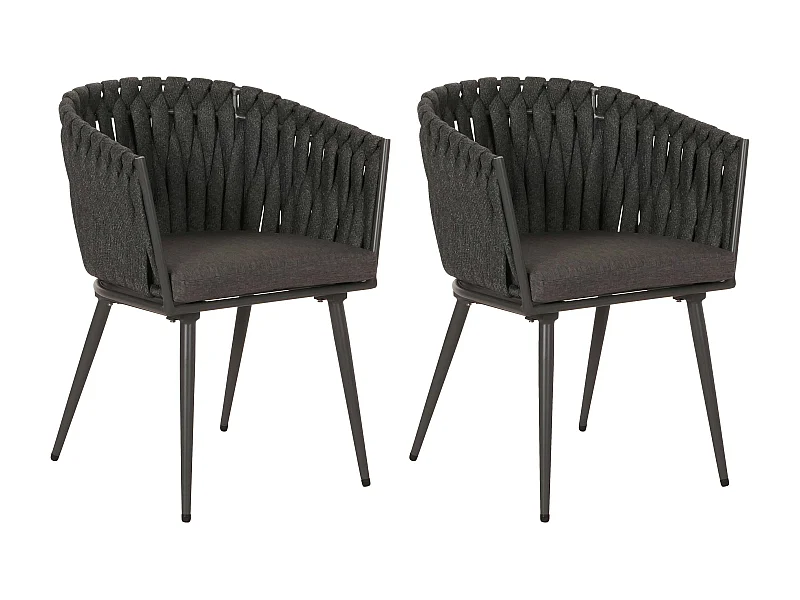 Chaise de jardin MCW-N38 (lot de 2),  anthracite Coussin gris foncé