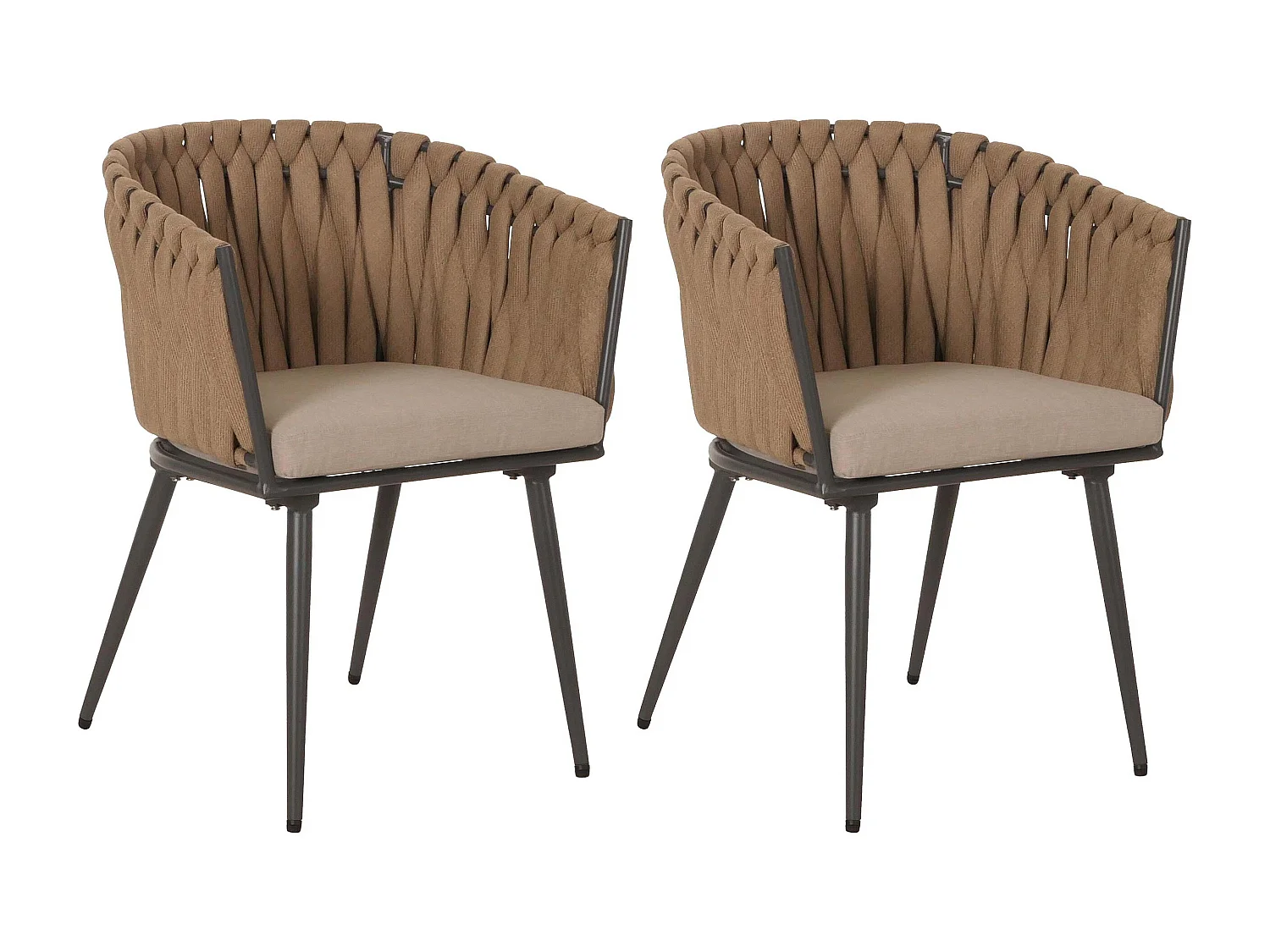 Chaise de jardin MCW-N38 (lot de 2),  beige Coussin marron clair