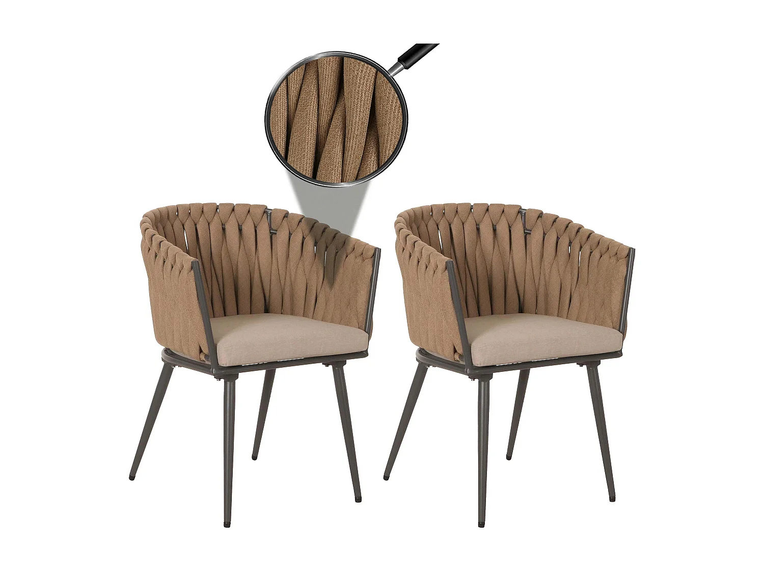 Chaise de jardin MCW-N38 (lot de 2),  beige Coussin marron clair