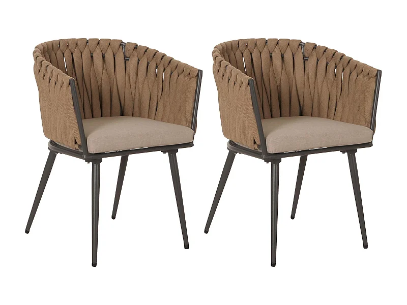 Chaise de jardin MCW-N38 (lot de 2),  beige Coussin marron clair