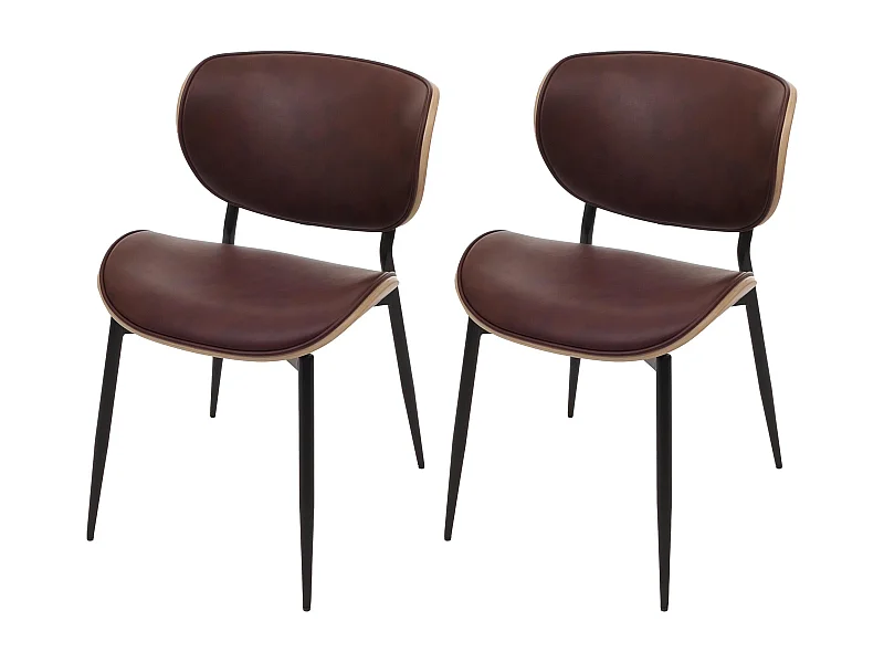 Set di 2 sedie da pranzo MCW-O45, sedia, ecopelle in legno curvato 280g/m² Oeko-Tex MVG ~ naturale, marrone vintage