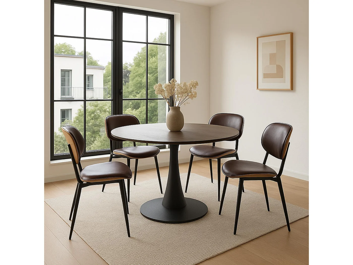 Chaise de salle à manger MCW-O45 (lot de 2),  naturel, marron vintage