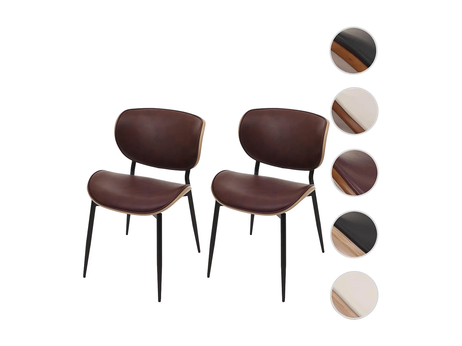 Chaise de salle à manger MCW-O45 (lot de 2),  naturel, marron vintage