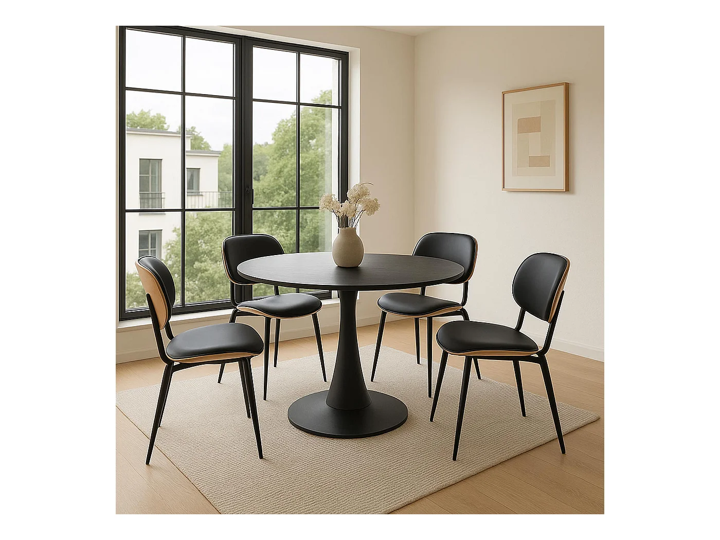 Chaise de salle à manger MCW-O45 (lot de 2),  naturel, noir