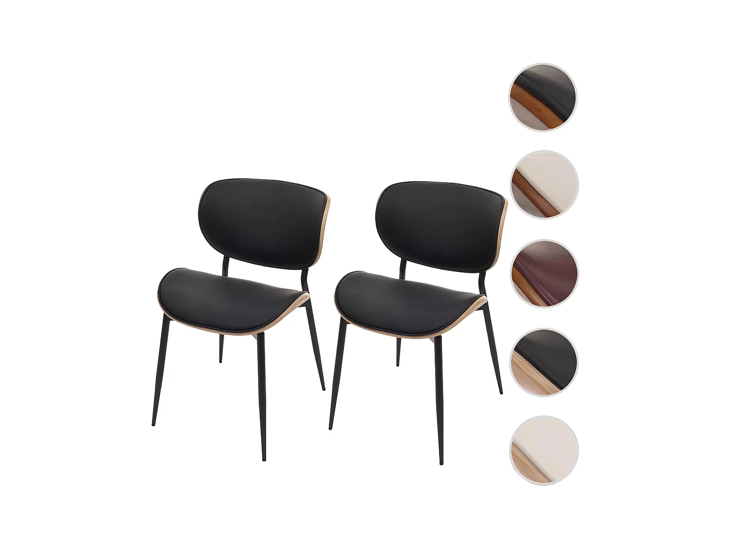 Chaise de salle à manger MCW-O45 (lot de 2),  naturel, noir