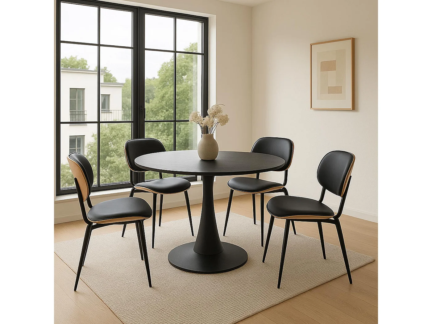 Chaise de salle à manger MCW-O45 (lot de 2),  naturel, noir