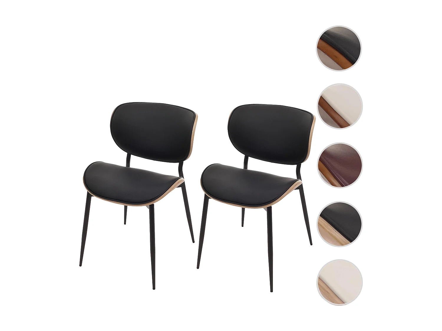 Chaise de salle à manger MCW-O45 (lot de 2),  naturel, noir