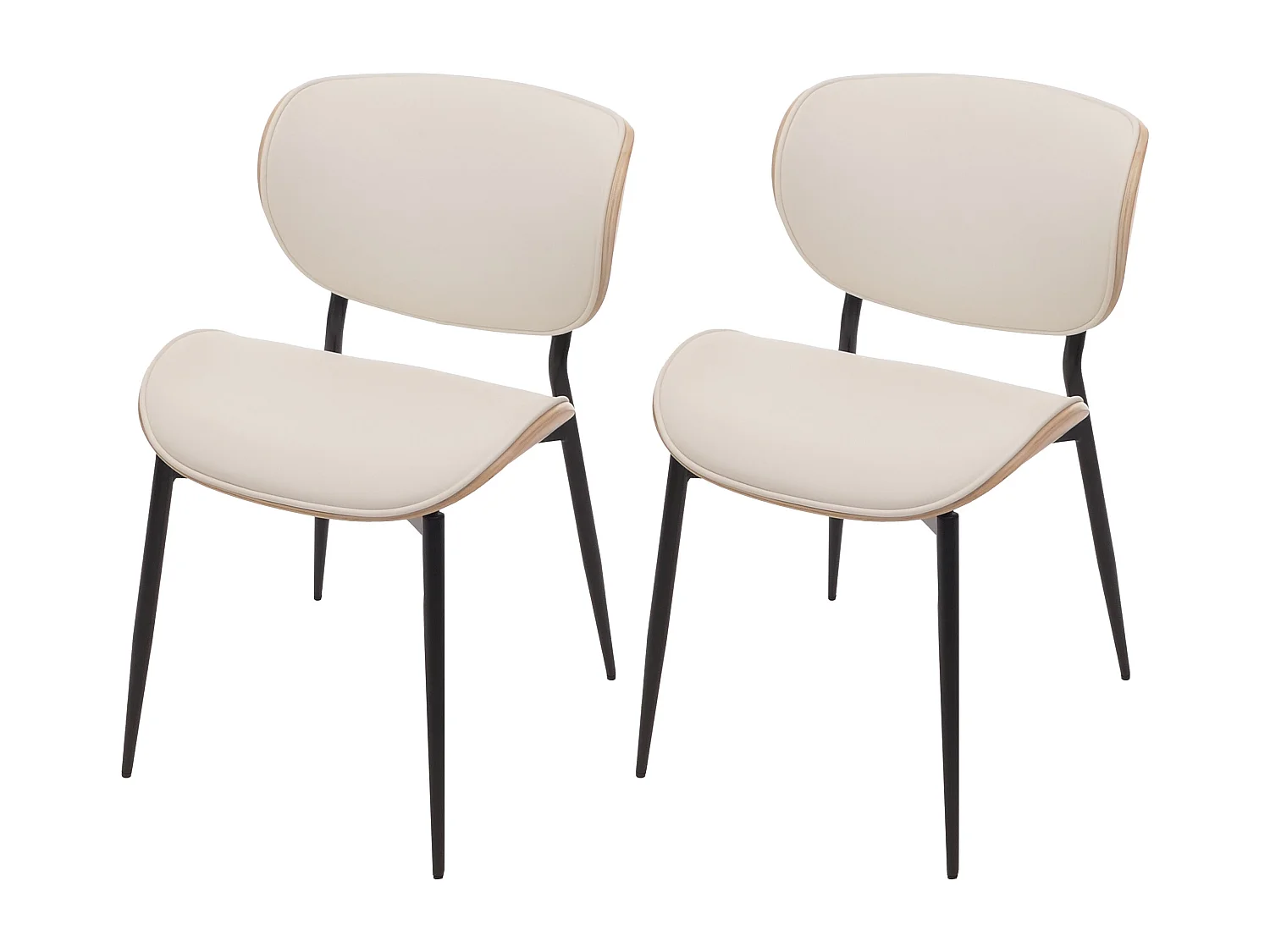 Chaise de salle à manger MCW-O45 (lot de 2),  naturel, blanc