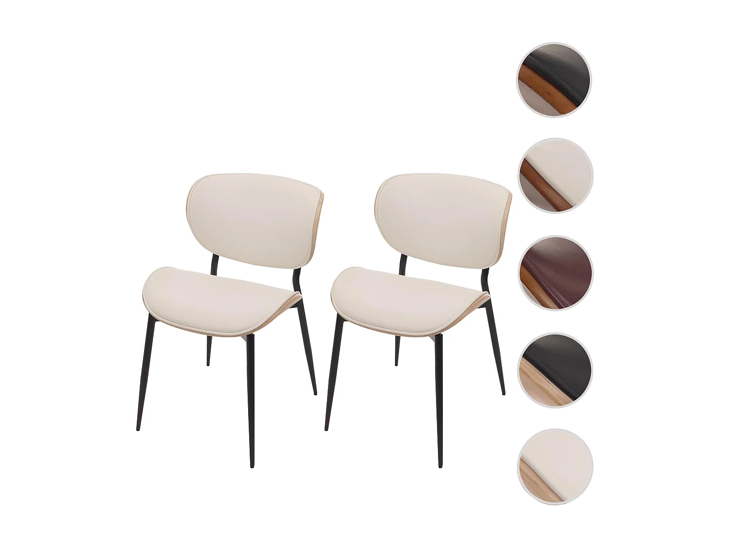 Chaise de salle à manger MCW-O45 (lot de 2),  naturel, blanc