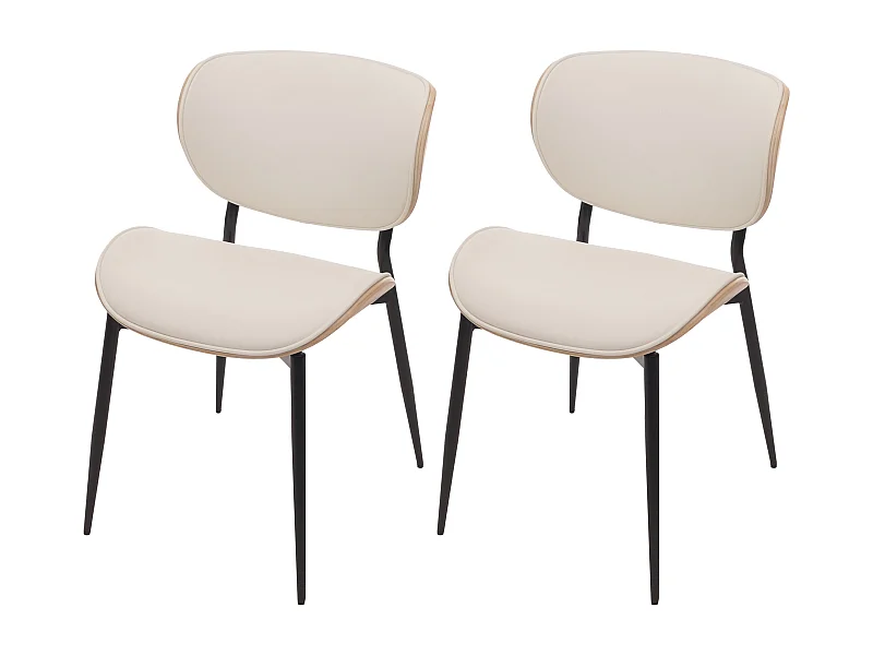 Chaise de salle à manger MCW-O45 (lot de 2),  naturel, blanc