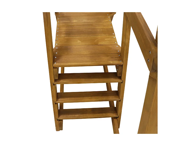 Balançoire pour enfants, avec toboggan et escalade, en bois massif, charge max 50kg, 239x240x169cm