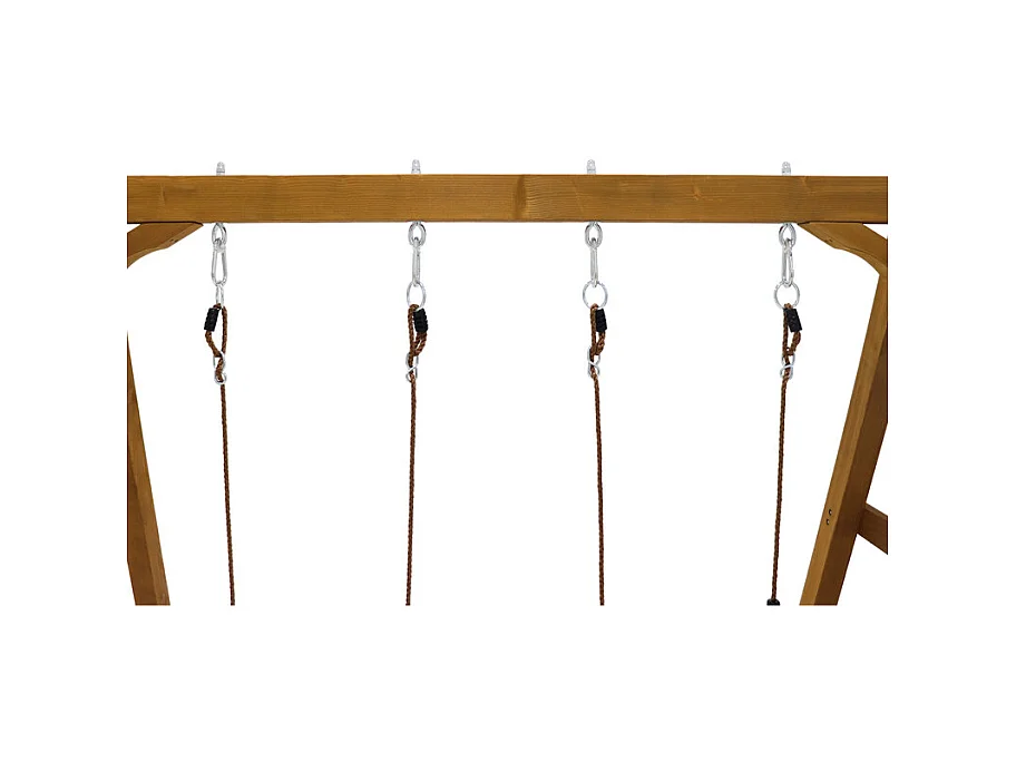 Balançoire pour enfants, avec toboggan et escalade, en bois massif, charge max 50kg, 239x240x169cm
