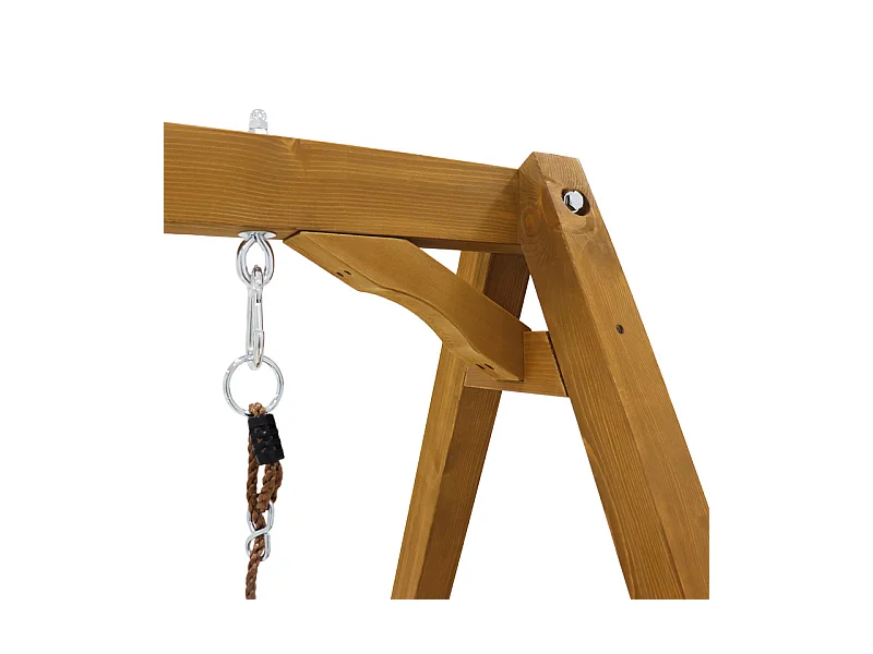 Balançoire pour enfants, avec toboggan et escalade, en bois massif, charge max 50kg, 239x240x169cm
