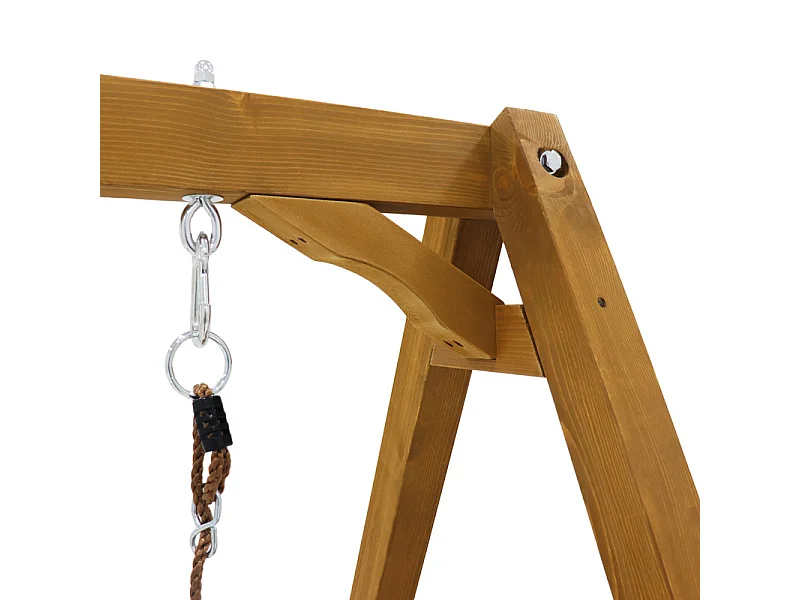 Balançoire pour enfants, avec toboggan et escalade, en bois massif, charge max 50kg, 239x240x169cm