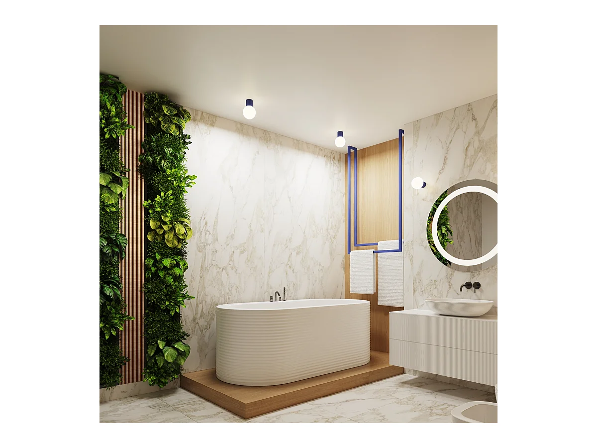 Plafonnier Halo Moderne En Aluminium/Verre - 1 Sources Lumineuses - L.12 X H.21 Cm - Outremer