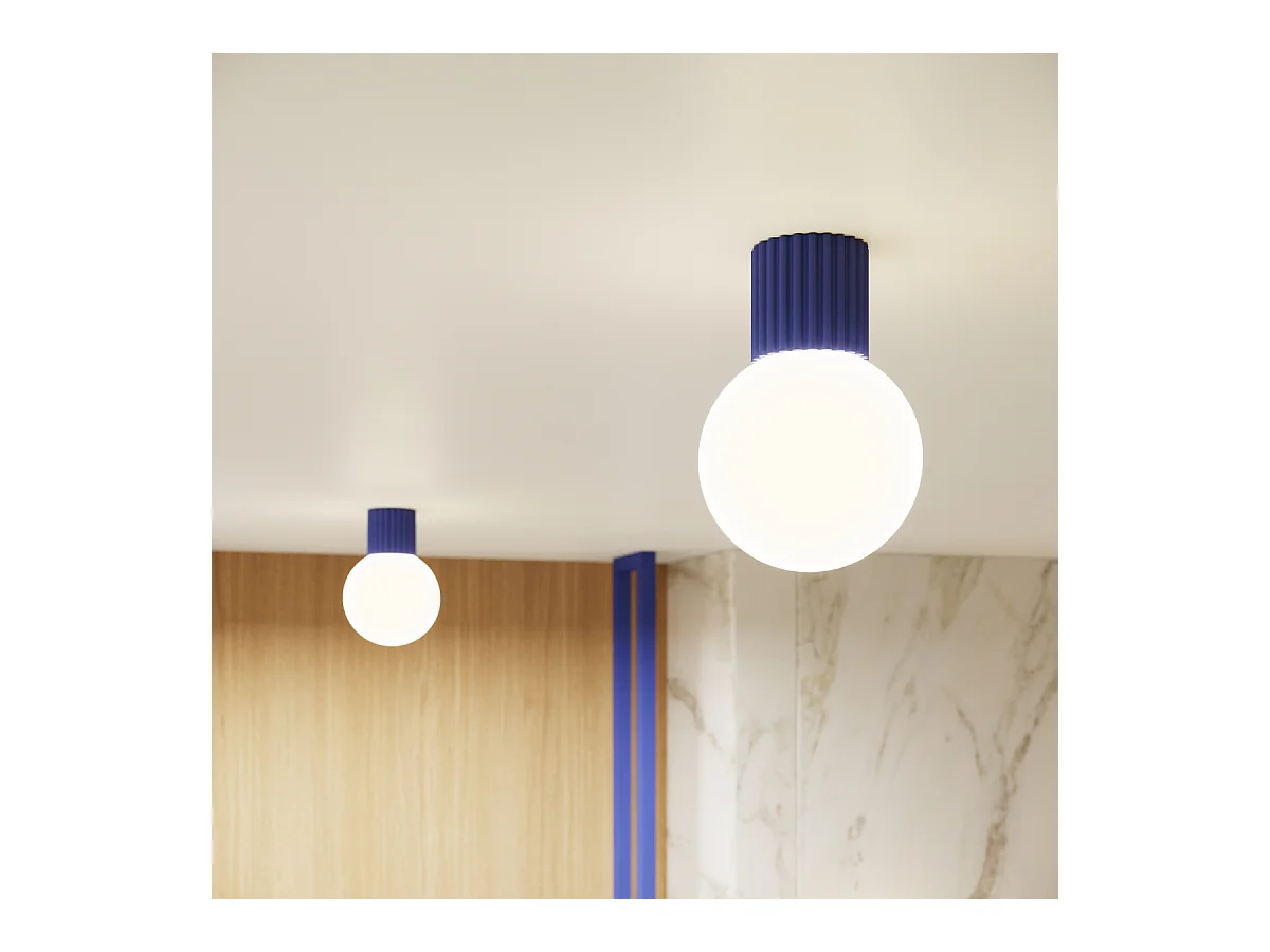 Lampa Sufitowa Nowoczesny Halo, Aluminium/Szkło - 1 Źródło - L.12 X H.21 Cm - Ultramaryna