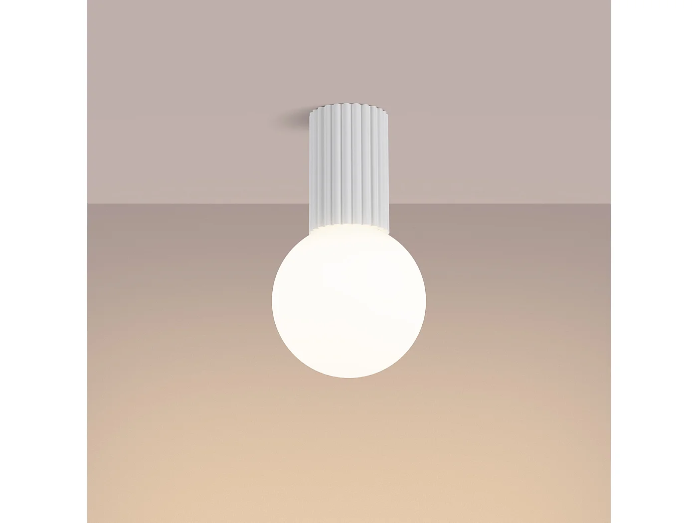 Plafonnier Halo Moderne En Aluminium/Verre - 1 Sources Lumineuses - L.12 X H.21 Cm - Blanc