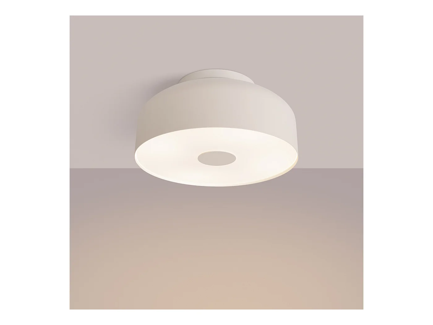 Plafonnier Omiq Moderne En Acier/Pvc - 4 Sources Lumineuses - L.30 X H.15 Cm - Beige