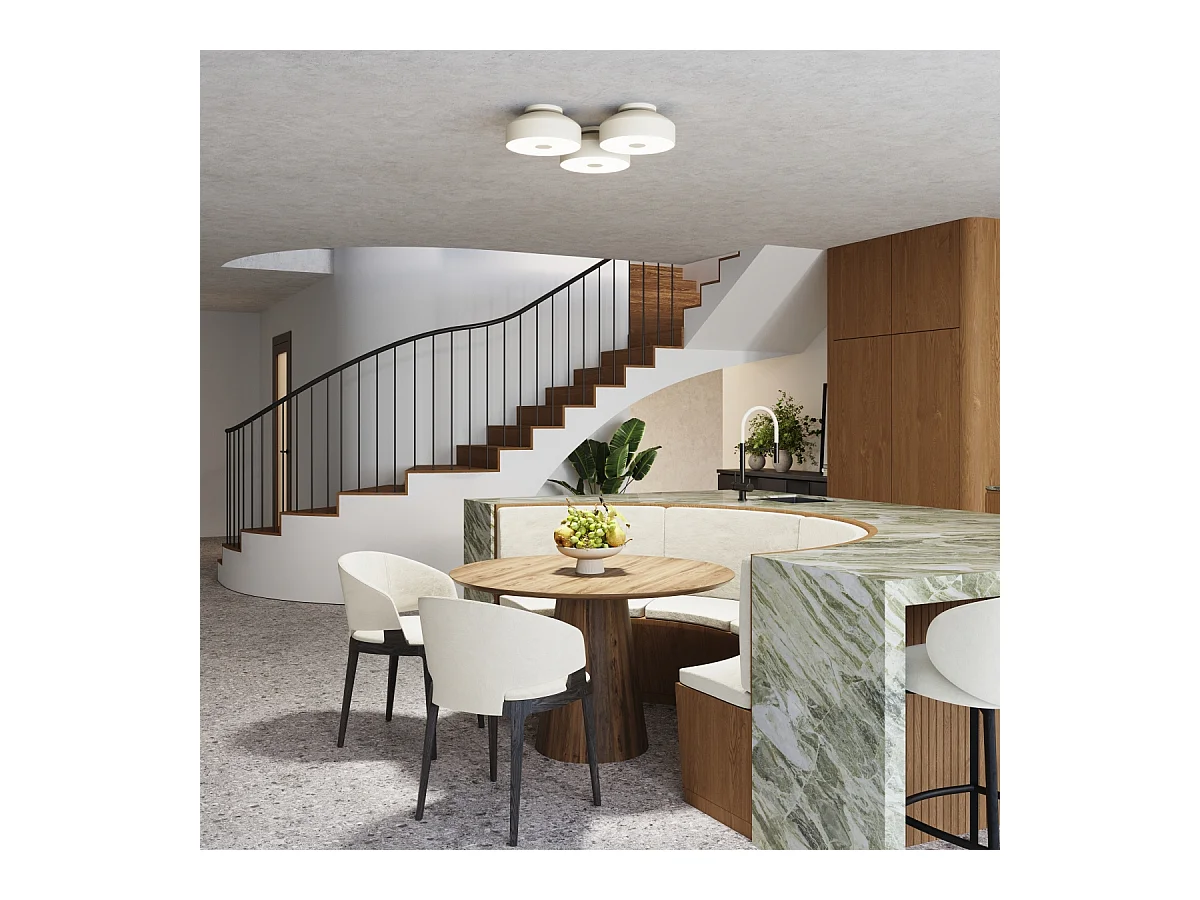 Plafonnier Omiq Moderne En Acier/Pvc - 4 Sources Lumineuses - L.30 X H.15 Cm - Beige