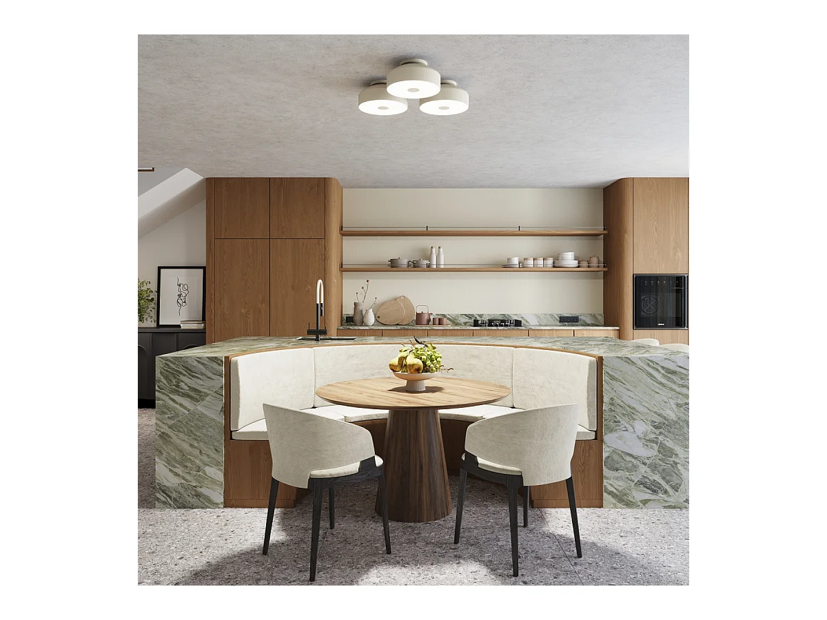 Plafonnier Omiq Moderne En Acier/Pvc - 4 Sources Lumineuses - L.30 X H.15 Cm - Beige