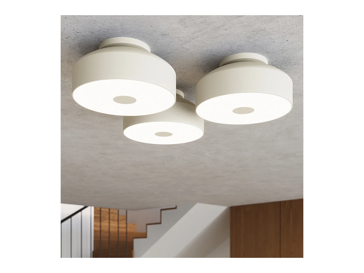 Plafonnier Omiq Moderne En Acier/Pvc - 4 Sources Lumineuses - L.30 X H.15 Cm - Beige