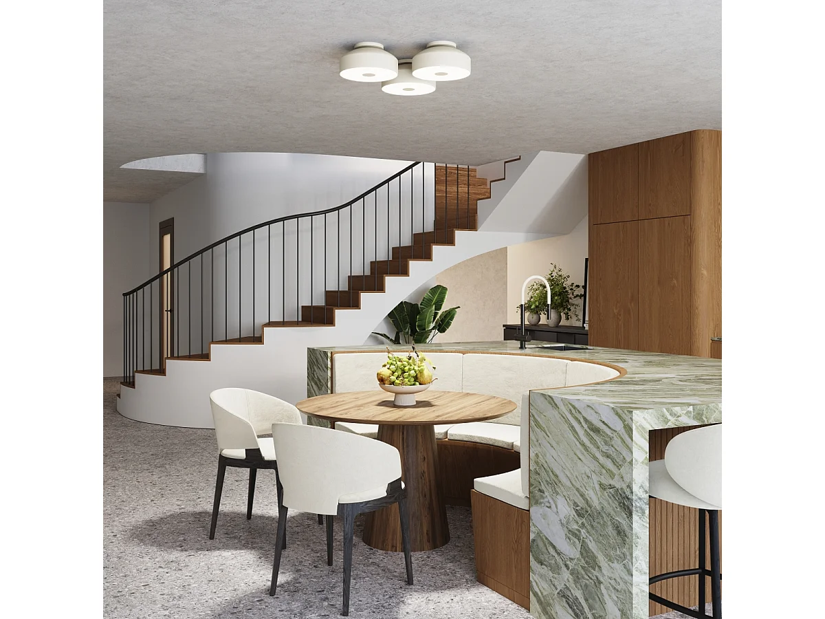 Plafonnier Omiq Moderne En Acier/Pvc - 4 Sources Lumineuses - L.30 X H.15 Cm - Beige