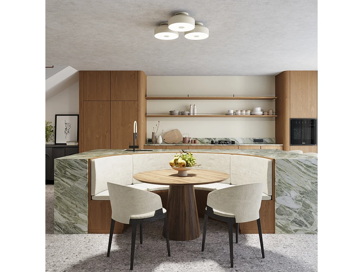 Plafonnier Omiq Moderne En Acier/Pvc - 4 Sources Lumineuses - L.30 X H.15 Cm - Beige