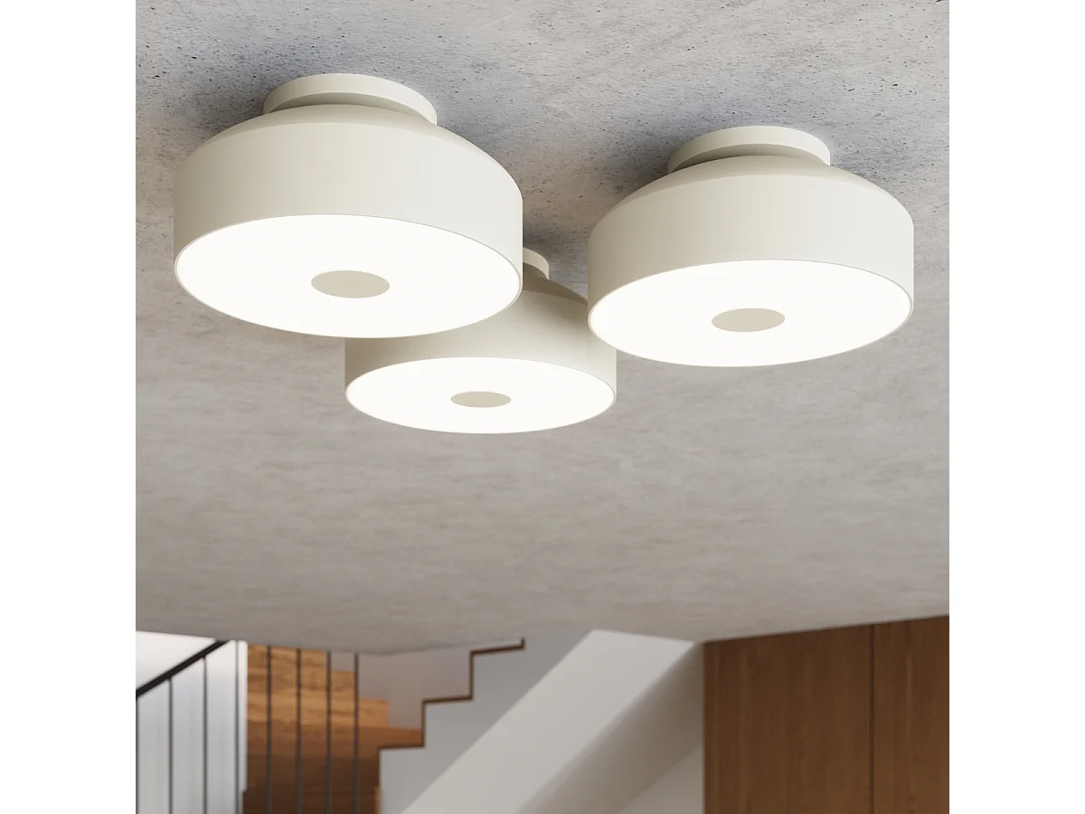 Plafonnier Omiq Moderne En Acier/Pvc - 4 Sources Lumineuses - L.30 X H.15 Cm - Beige