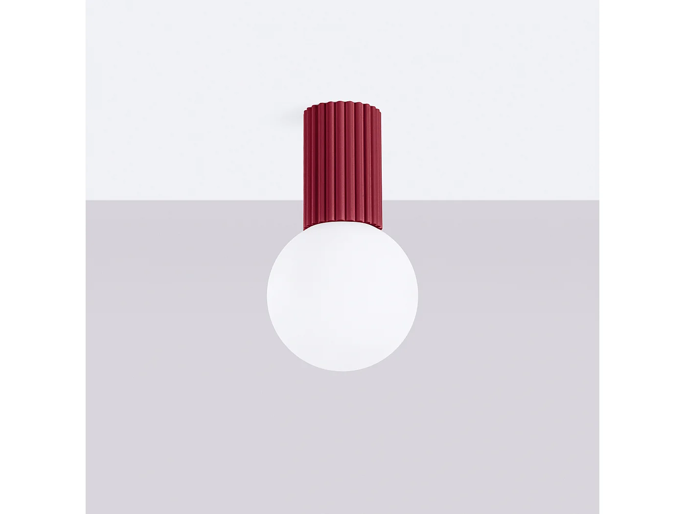 Luminária De Teto Halo Moderno, Alumínio/Vidro - 1 Lichtbronnen - L.12 X H.21 Cm - Borgonha