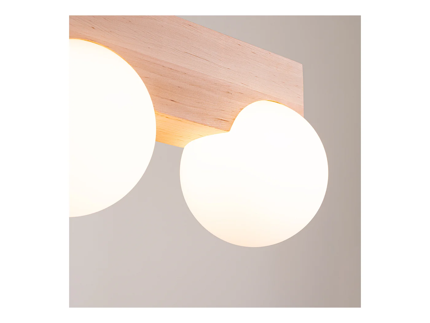 Plafondlamp Bulbo Modern Van  - 2 Lichtbronnen - L.29 X H.16 Cm - Natuurlijk Hout/Wit