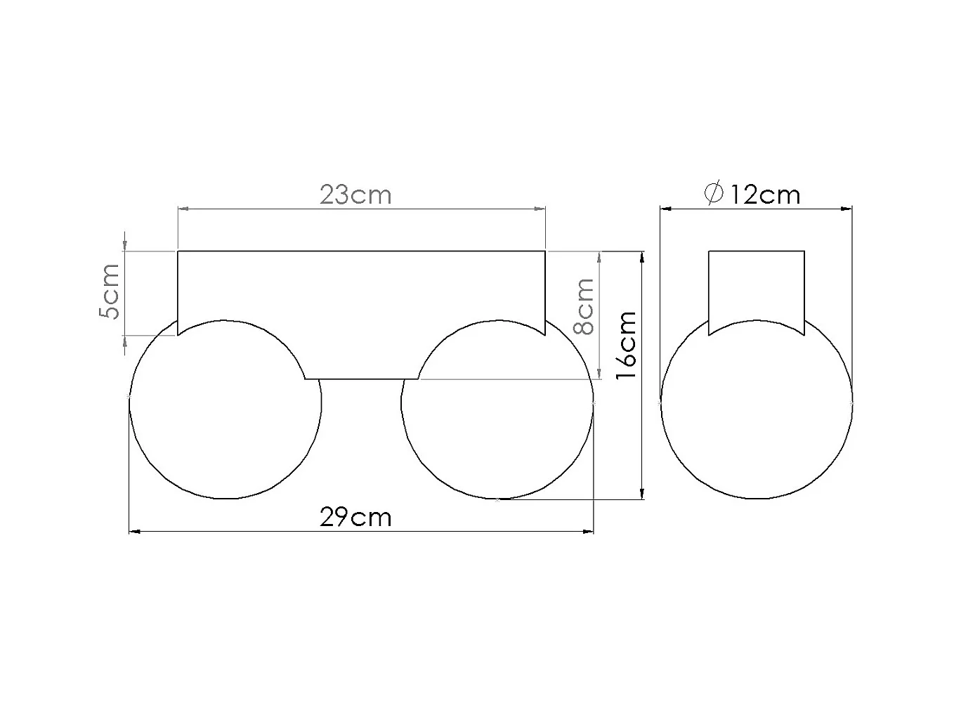 Plafondlamp Bulbo Modern Van  - 2 Lichtbronnen - L.29 X H.16 Cm - Natuurlijk Hout/Wit