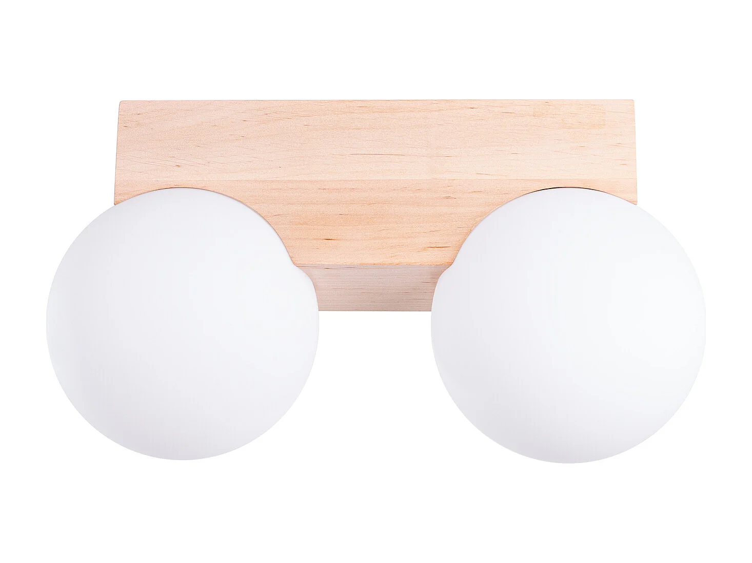 Plafondlamp Bulbo Modern Van  - 2 Lichtbronnen - L.29 X H.16 Cm - Natuurlijk Hout/Wit