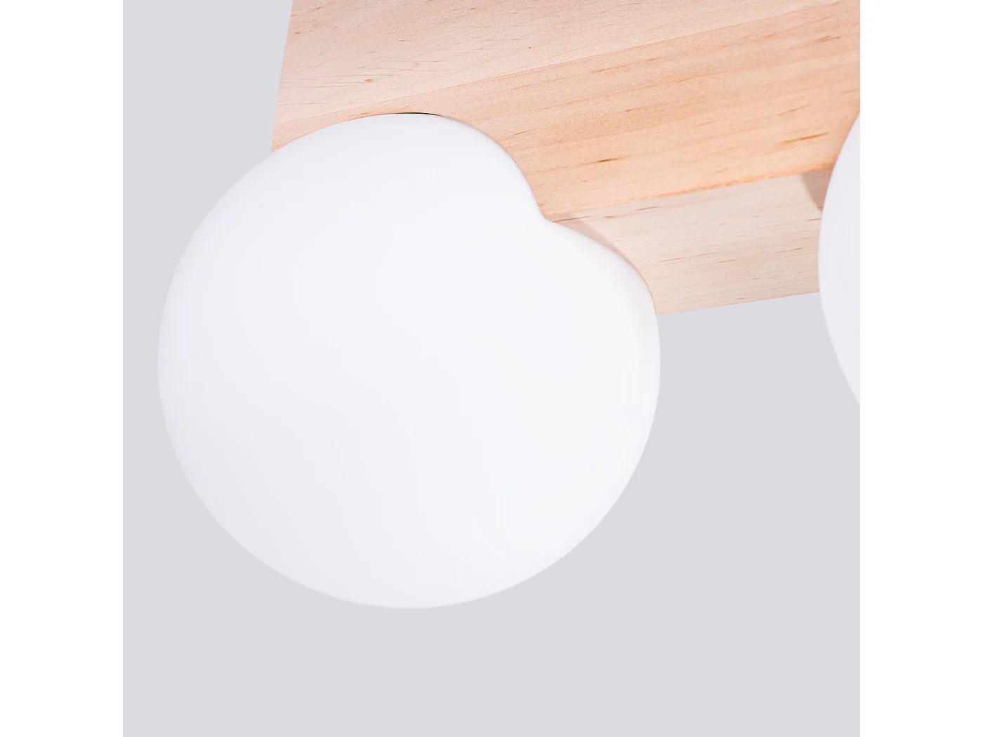 Plafondlamp Bulbo Modern Van  - 2 Lichtbronnen - L.29 X H.16 Cm - Natuurlijk Hout/Wit