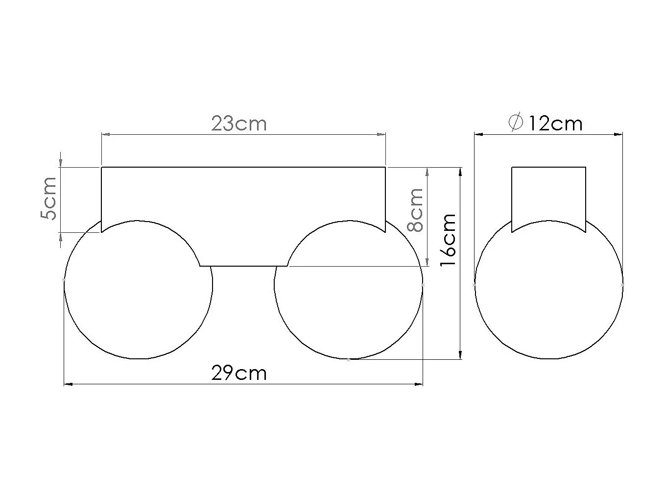 Plafondlamp Bulbo Modern Van  - 2 Lichtbronnen - L.29 X H.16 Cm - Natuurlijk Hout/Wit