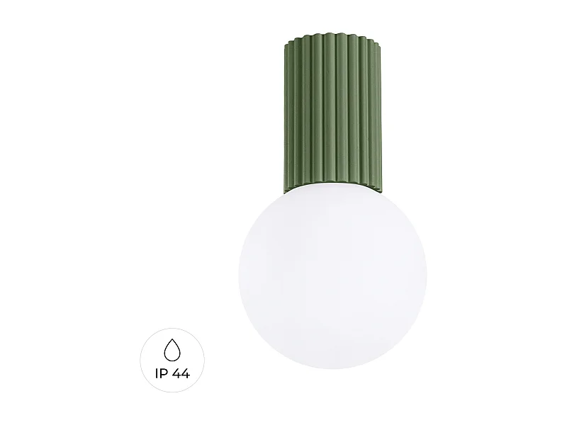 Plafonnier Halo Moderne En Aluminium/Verre - 1 Sources Lumineuses - L.12 X H.21 Cm - Vert Olive